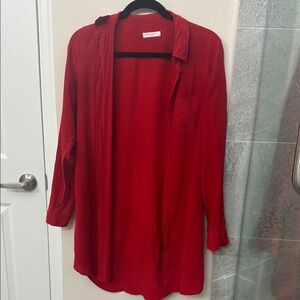 Equipment Red Long Sleeve Dress